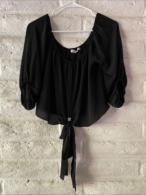 Active USA black crop top with tie front